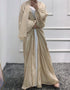 Women's Solid Color Puff Sleeve Maxi Abaya